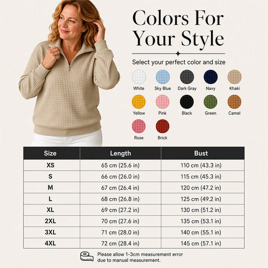 Women's Quilted Grid Half Zip Sweatshirt