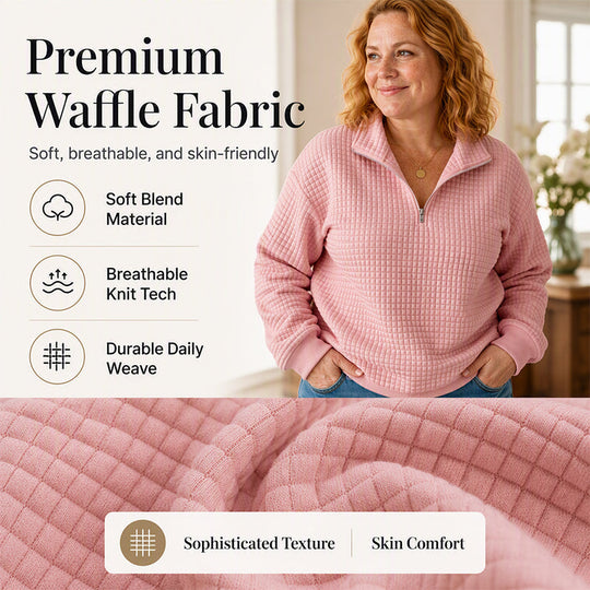 Women's Quilted Grid Half Zip Sweatshirt
