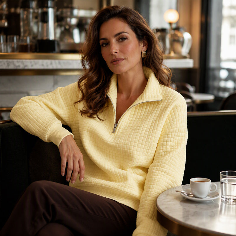 Women's Quilted Grid Half Zip Sweatshirt
