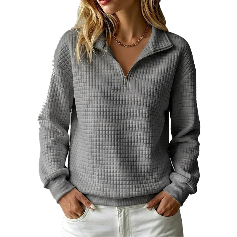 Women's Quilted Grid Half Zip Sweatshirt