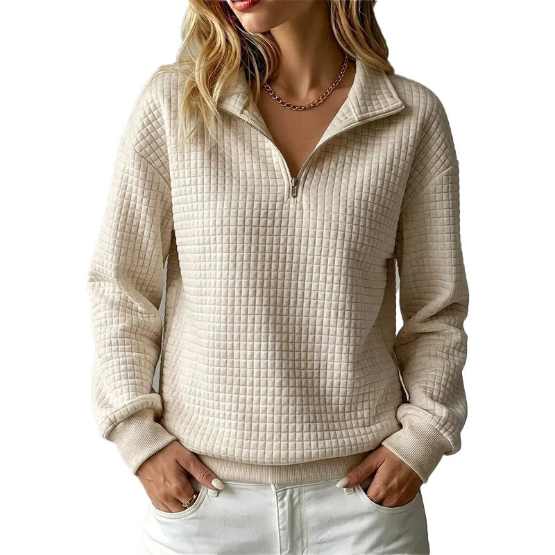 Women's Quilted Grid Half Zip Sweatshirt