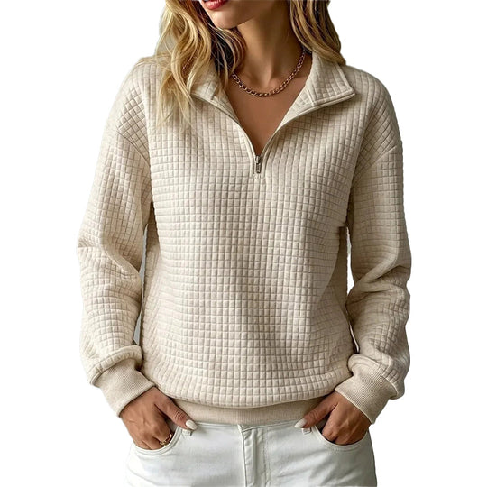 Women's Quilted Grid Half Zip Sweatshirt