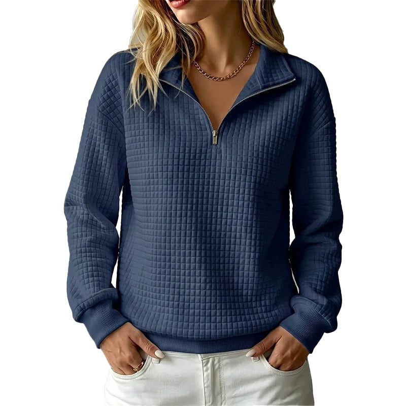 Women's Quilted Grid Half Zip Sweatshirt