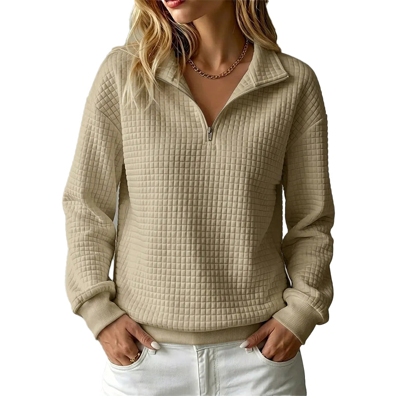 Women's Quilted Grid Half Zip Sweatshirt