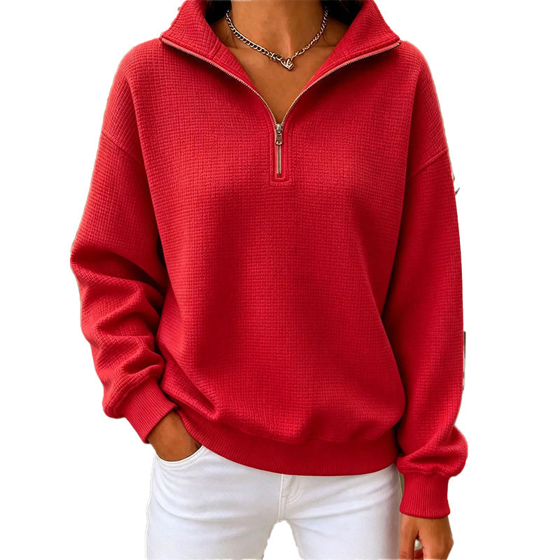 Women's Quilted Grid Half Zip Sweatshirt
