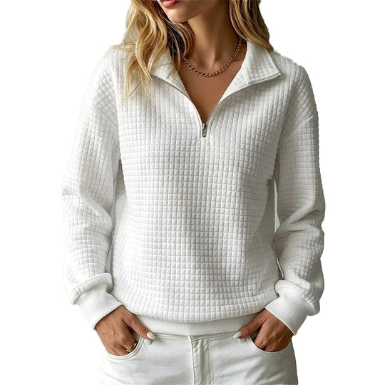 Women's Quilted Grid Half Zip Sweatshirt