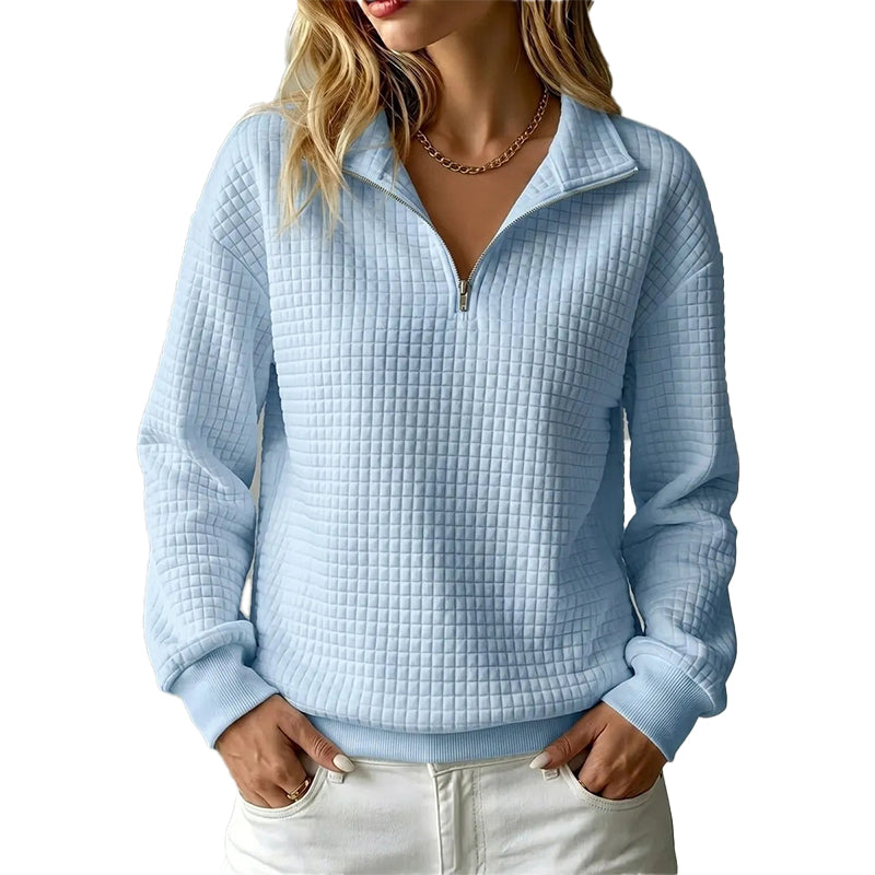 Women's Quilted Grid Half Zip Sweatshirt