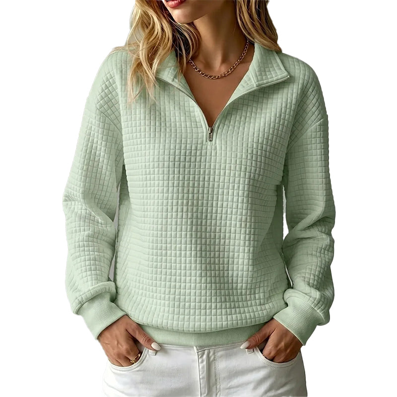 Women's Quilted Grid Half Zip Sweatshirt