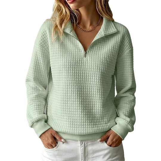 Women's Quilted Grid Half Zip Sweatshirt