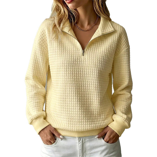 Women's Quilted Grid Half Zip Sweatshirt