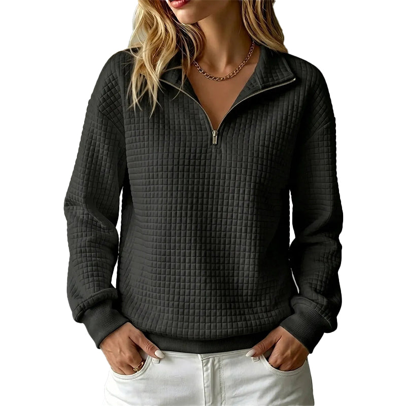 Women's Quilted Grid Half Zip Sweatshirt