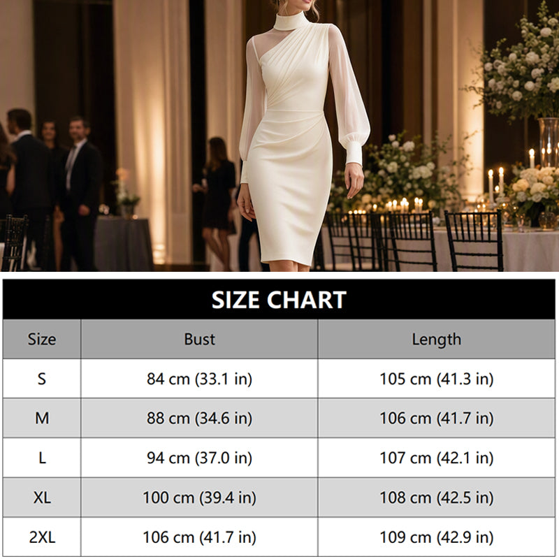 Trending Now⭐👗 Mock Neck Mesh Bodycon Midi Dress – Sheer Sleeve Detail & Fitted Silhouette for Effortless Evening Elegance