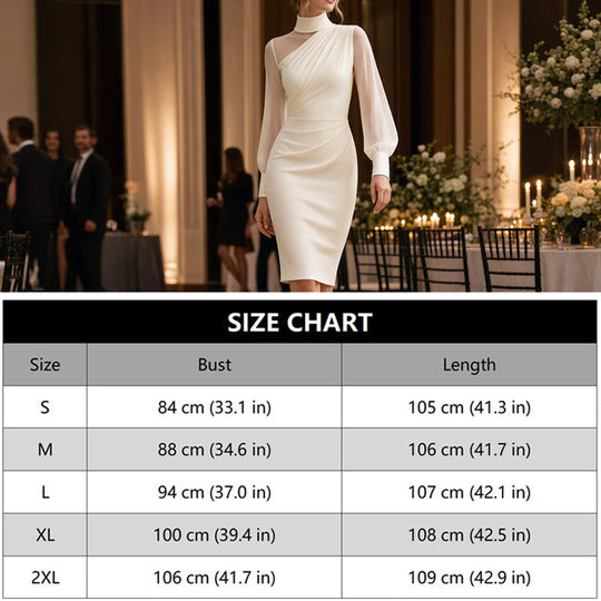 Trending Now⭐👗 Mock Neck Mesh Bodycon Midi Dress – Sheer Sleeve Detail & Fitted Silhouette for Effortless Evening Elegance