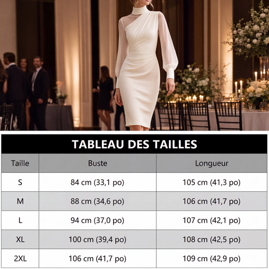 ✨ Robe midi femme à col montant et manches transparentes : facile à porter en soirée 👗