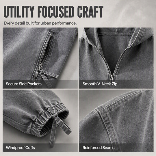 🤎Men's Vintage Washed Half-Zip Hooded Top – Relaxed Casual Pullover for Everyday Style