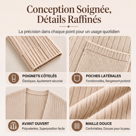 Cardigan en maille côtelée pour femme