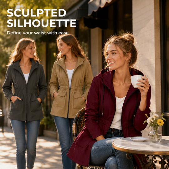 🧥New Arrivals - Women's Hooded Waterproof Jacket with High-Density Blend – Wind-Shield Fabric & Sculpted Silhouette for All-Weather Wear