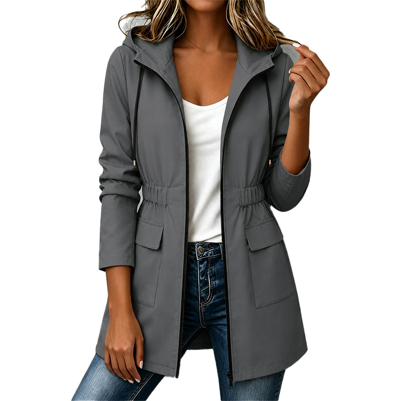 🧥New Arrivals - Women's Hooded Waterproof Jacket with High-Density Blend – Wind-Shield Fabric & Sculpted Silhouette for All-Weather Wear