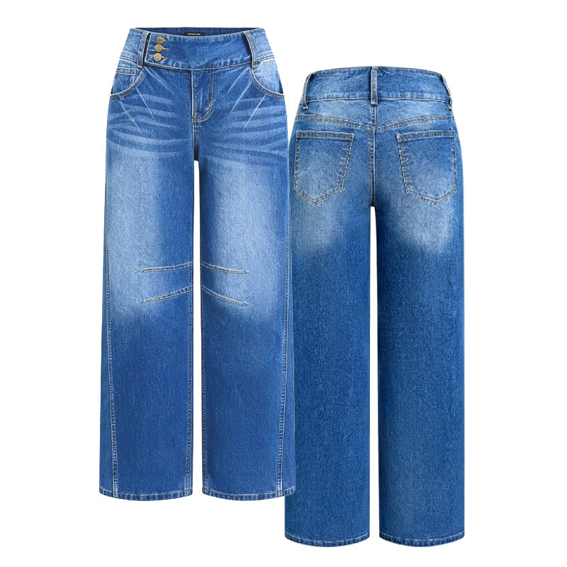 ☀️👖Seasonal Style - Wide-Leg Stretch Jeans – Flattering High-Waist Silhouette & Versatile Pairing for Any Look