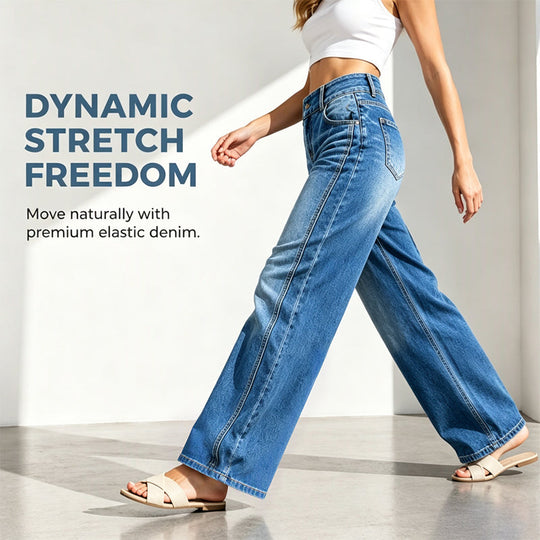☀️👖Seasonal Style - Wide-Leg Stretch Jeans – Flattering High-Waist Silhouette & Versatile Pairing for Any Look