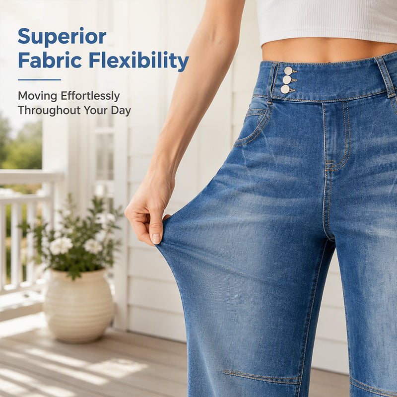☀️👖Seasonal Style - Wide-Leg Stretch Jeans – Flattering High-Waist Silhouette & Versatile Pairing for Any Look