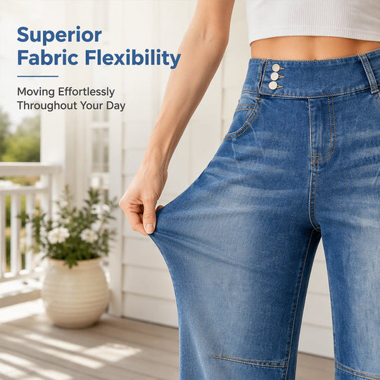 ☀️👖Seasonal Style - Wide-Leg Stretch Jeans – Flattering High-Waist Silhouette & Versatile Pairing for Any Look
