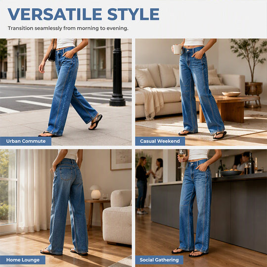 ☀️👖Seasonal Style - Wide-Leg Stretch Jeans – Flattering High-Waist Silhouette & Versatile Pairing for Any Look