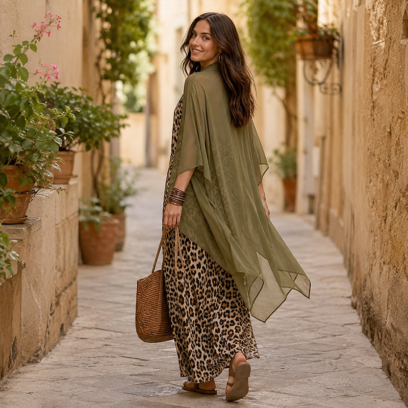 Effortless Elegance Made for Real Life✨A flattering flowy maxi dress with a lightweight cover-up—designed for comfortable confidence from brunch to dinner.