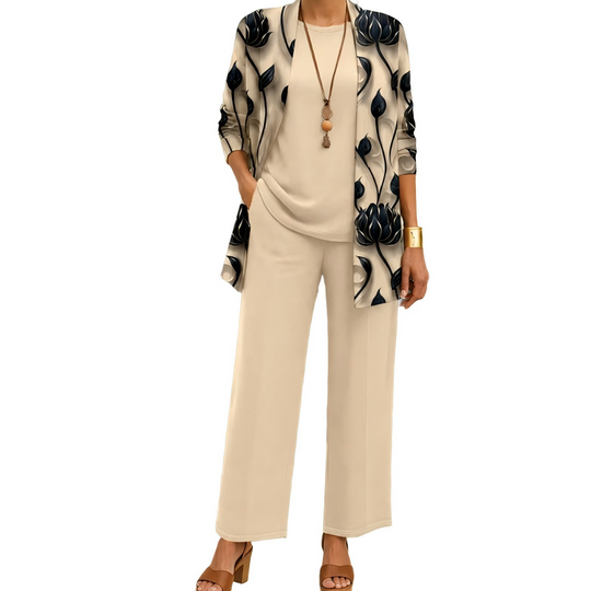 🌸  Women’s Elegant Printed 3-Piece Set – Effortless Style, Perfectly Coordinated
