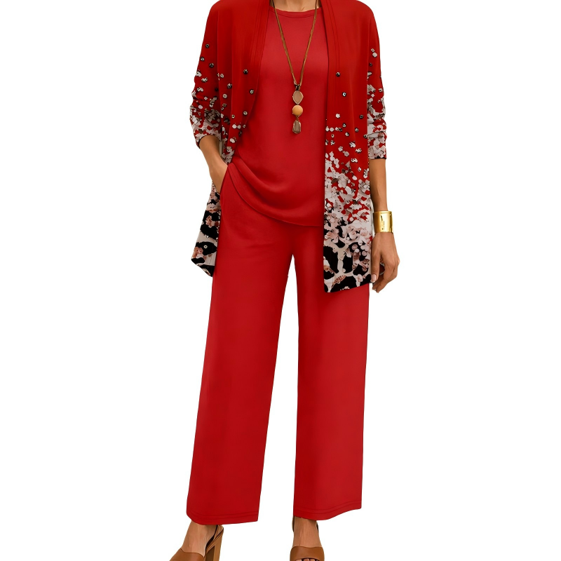 🌸  Women’s Elegant Printed 3-Piece Set – Effortless Style, Perfectly Coordinated