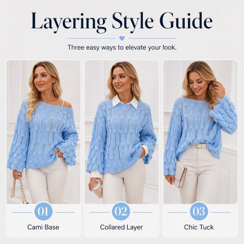 💖Early Autumn’s Sale 50% OFF🧥Women's Hollow Out Slouchy Knit Sweater