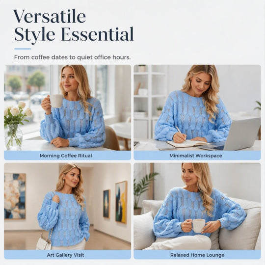 💖Early Autumn’s Sale 50% OFF🧥Women's Hollow Out Slouchy Knit Sweater