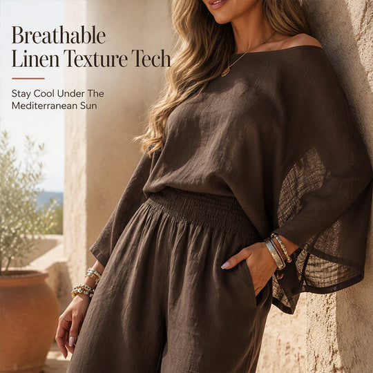 ✨ Women’s Off-Shoulder Top & Wide-Leg Pants Set – Effortless Elegance Meets Everyday Comfort