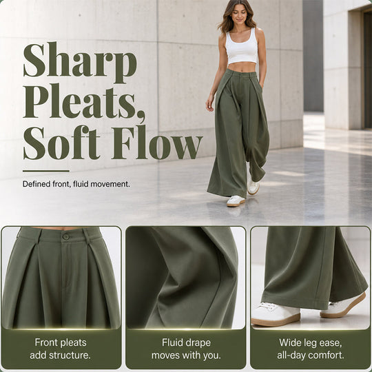 🍂 Women’s Pleated Wide-Leg Pants – Effortless Elegance & Comfortable Autumn Style
