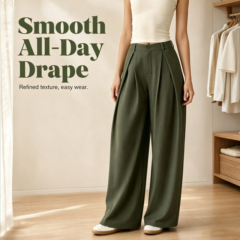 🍂 Women’s Pleated Wide-Leg Pants – Effortless Elegance & Comfortable Autumn Style