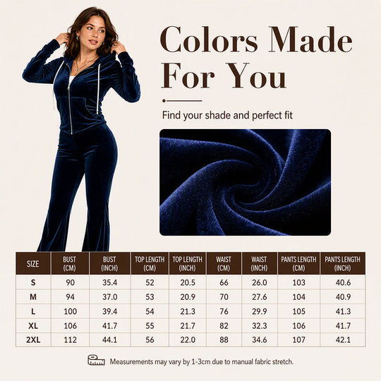 ✨ Women's Velvet Zip-Up Hoodie & Flared Pants Set – Luxe Comfort Meets Effortless Style