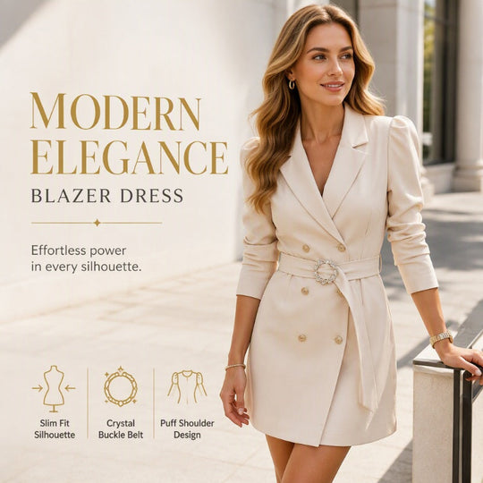 ⏰Limited Time 50% OFF💃Women's Elegant Double-Breasted Blazer Dress
