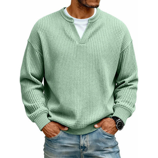✨ Timeless Comfort | Men's Textured Waffle Layered-Look Long-Sleeve Tee