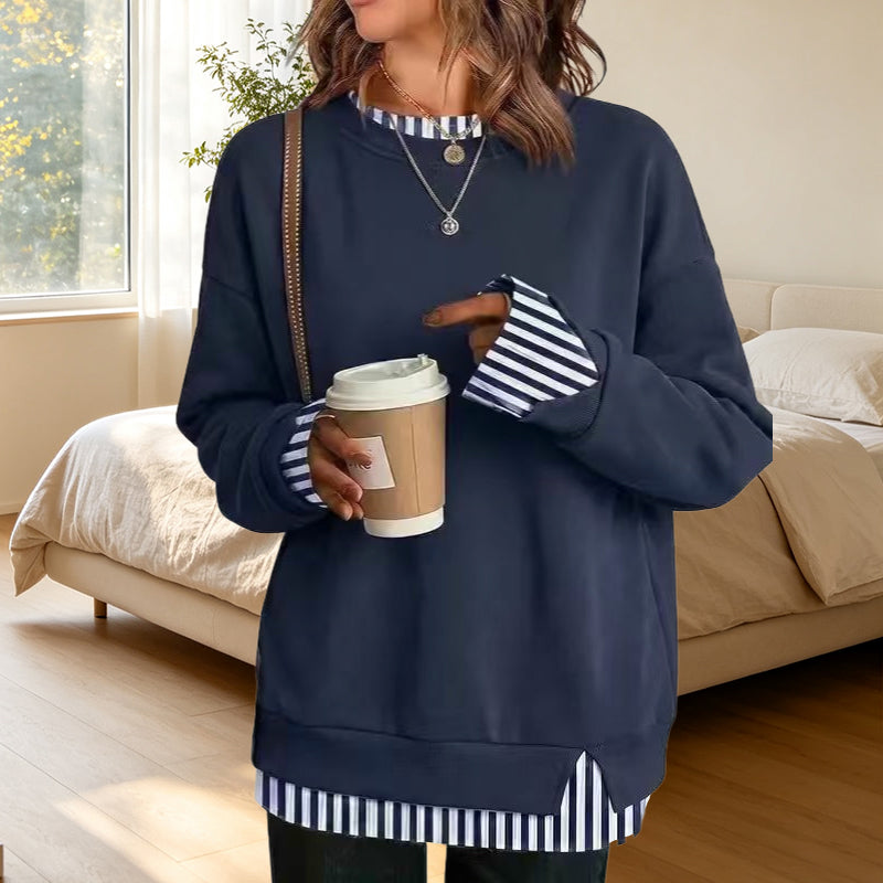 🌻50% OFF FLASH SALE! ✨💗Women's Loose Faux Two-Piece Sweatshirt 