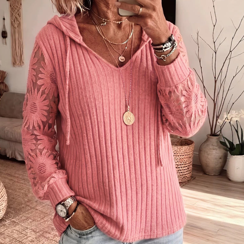 🔥LAST DAY SALE 🌿Women's Chic Lace Sleeve Hooded Sweater