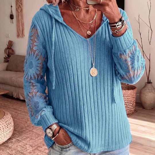 🔥LAST DAY SALE 🌿Women's Chic Lace Sleeve Hooded Sweater