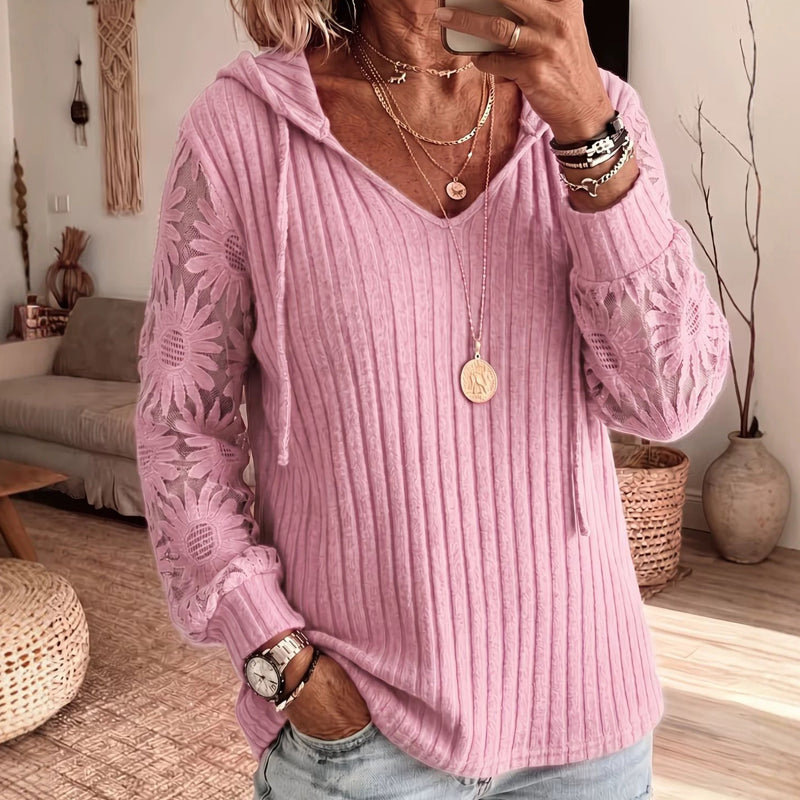 🔥LAST DAY SALE 🌿Women's Chic Lace Sleeve Hooded Sweater