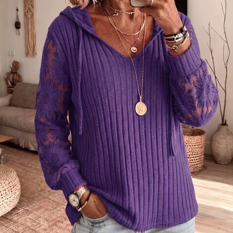 🔥LAST DAY SALE 🌿Women's Chic Lace Sleeve Hooded Sweater