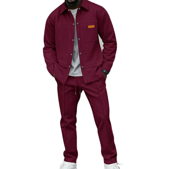 New Arrivals🛍️Men's Waffle Knit Jacket & Pants Two-Piece Casual Set