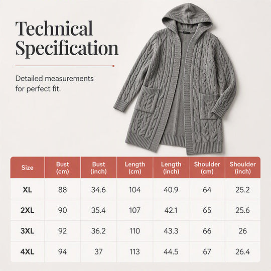 Women's Long Hooded Knit Cardigan with Pockets