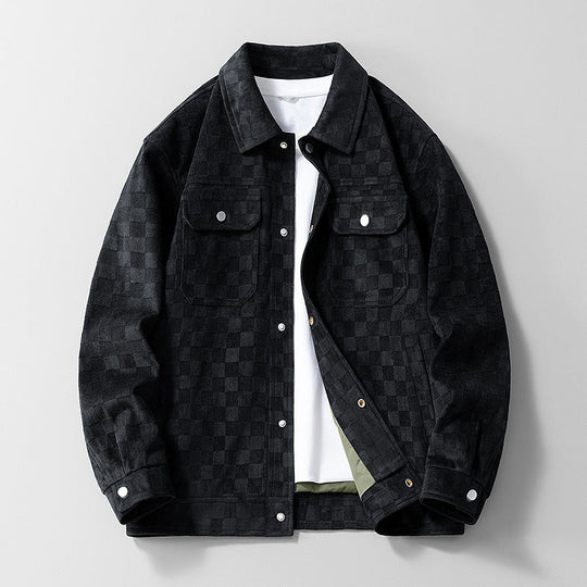 👖 LIMITED-TIME 50% OFF! ✨ Men's Faux Suede Checkerboard Jacket