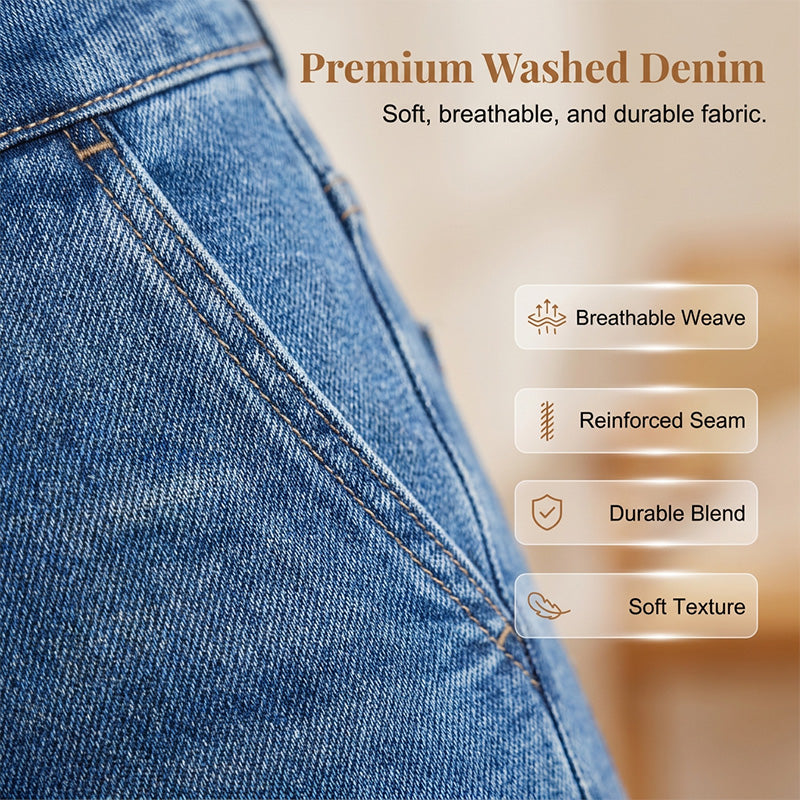 Women's High-Waist Straight-Leg Denim Jeans