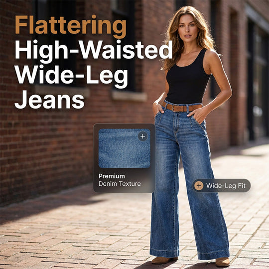 Women's High-Waist Straight-Leg Denim Jeans