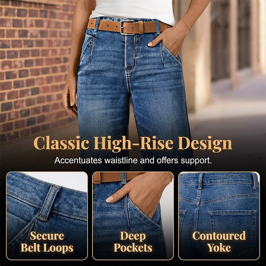 Women's High-Waist Straight-Leg Denim Jeans