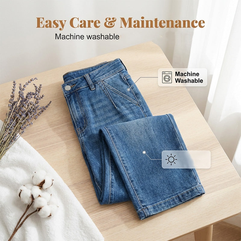 Women's High-Waist Straight-Leg Denim Jeans